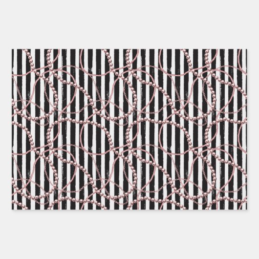  strepen met parels en kettingen inpakpapier vel (Voorkant)