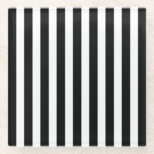 strepen met zwart-wit snoep glazen onderzetter (Voorkant)