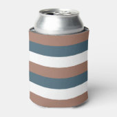 Strepen Mocha Bruin Blauwgroen Wit Blikjeskoeler (Blikje Voorkant)