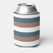 Strepen Mocha Bruin Blauwgroen Wit Blikjeskoeler (Blikje Achterkant)