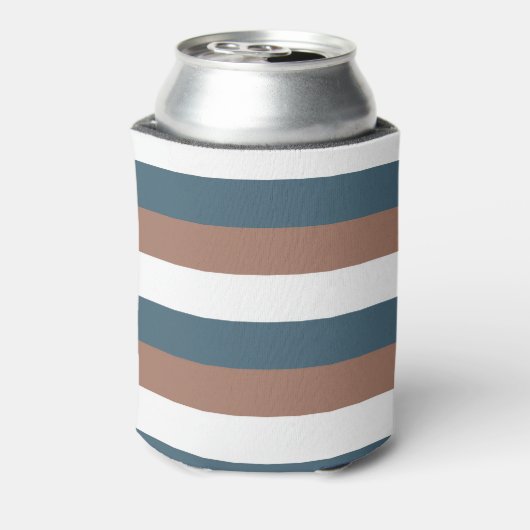 Strepen Mocha Bruin Blauwgroen Wit Blikjeskoeler (Blikje Achterkant)