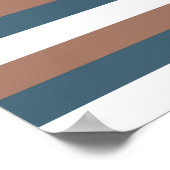 Strepen Mocha Bruin Blauwgroen Wit Poster (Hoek)
