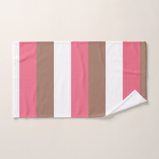 Strepen Mocha Bruin Roze Wit Bad Handdoek (Handdoek)