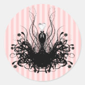 Strepen Mode Diva gedraaid Ronde Sticker (Voorkant)