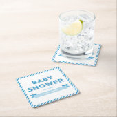 Strepen Modern Blauw Baby shower Kartonnen Onderzetters (Insitu)