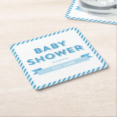 Strepen Modern Blauw Baby shower Kartonnen Onderzetters (Schuin)