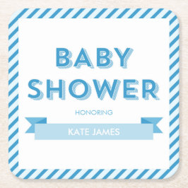 Strepen Modern Blauw Baby shower Kartonnen Onderzetters