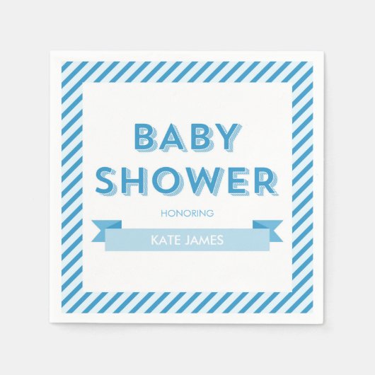 Strepen Modern Blauw Baby shower Servetten (Voorkant)