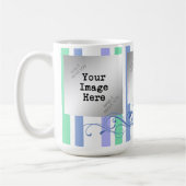 Strepen & Monogram Flourish-Blauwgroen/Mint Koffiemok (Links)