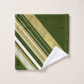 Strepen Moss Green Gold Cream op Donkergroen Bad Handdoek (Wasdoekje)