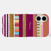 Strepen & naam kleurrijk Case-Mate iPhone case (Achterkant (horizontaal))