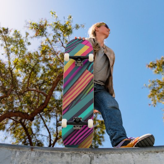 Strepen neonpatroon persoonlijk skateboard (Buiten 1)