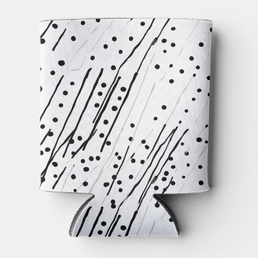 Strepen of stippen zwart, wit, grijs patroon blikjeskoeler (Voorkant)