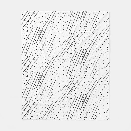 Strepen of stippen zwart, wit, grijs patroon fleece deken (Voorkant)