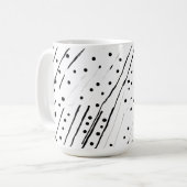 Strepen of stippen zwart, wit, grijs patroon koffiemok (Voorkant links)