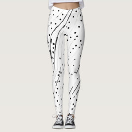 Strepen of stippen zwart, wit, grijs patroon leggings
