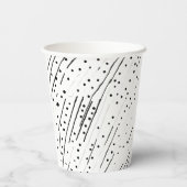 Strepen of stippen zwart, wit, grijs patroon papieren bekers (Achterkant)