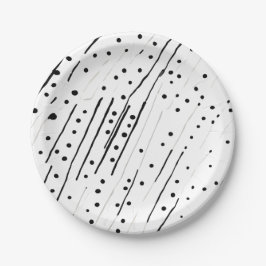 Strepen of stippen zwart, wit, grijs patroon papieren bordje