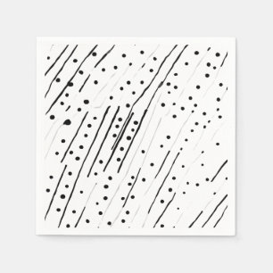 Strepen of stippen zwart, wit, grijs patroon servet