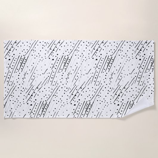 Strepen of stippen zwart, wit, grijs patroon strandlaken (Voorkant)