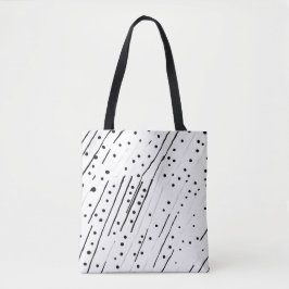 Strepen of stippen zwart, wit, grijs patroon tote bag