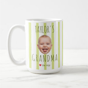 Strepen op maat foto & naam babygezicht oma koffiemok