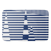 Strepen op Strepen in Blauw en Wit Badmat (Voorkant)
