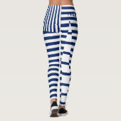 Strepen op Strepen in Blauw en Wit Leggings (Achterkant)
