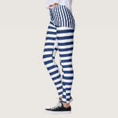 Strepen op Strepen in Blauw en Wit Leggings (Links)