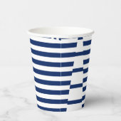 Strepen op Strepen in Blauw en Wit Papieren Bekers (Rechts)