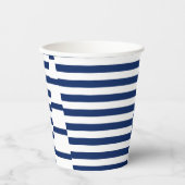 Strepen op Strepen in Blauw en Wit Papieren Bekers (Voorkant)