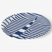 Strepen op Strepen in Blauw en Wit Papieren Bordje (Gekanteld)