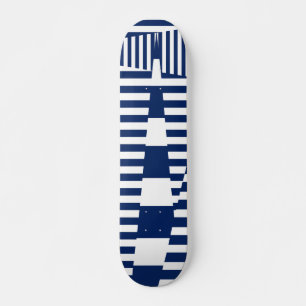 Strepen op Strepen in Blauw en Wit Persoonlijk Skateboard
