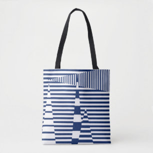 Strepen op Strepen in Blauw en Wit Tote Bag