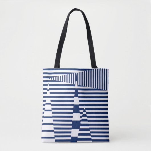 Strepen op Strepen in Blauw en Wit Tote Bag (Voorkant)