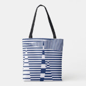 Strepen op Strepen in Blauw en Wit Tote Bag (Achterkant)