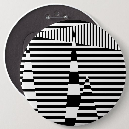 Strepen op strepen in zwart-wit ronde button 6,0 cm (Voorkant /achterkant)