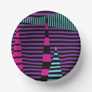 Strepen op Strepen - Roze, Paarse, Blauw en Zwart Papieren Kommen