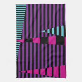 Strepen op Strepen - Roze, Paarse, Blauw en Zwart Theedoek (Verticaal)
