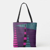 Strepen op Strepen - Roze, Paarse, Blauw en Zwart Tote Bag (Achterkant)