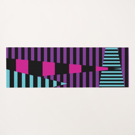 Strepen op Strepen - Roze, Paarse, Blauw en Zwart Yogamat (Achterkant (horizontaal))