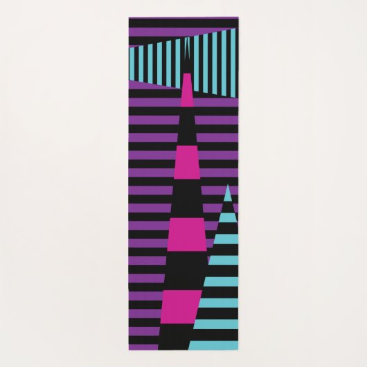 Strepen op Strepen - Roze, Paarse, Blauw en Zwart Yogamat (Achterkant)