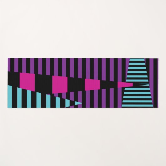 Strepen op Strepen - Roze, Paarse, Blauw en Zwart Yogamat (Voorkant (horizontaal))