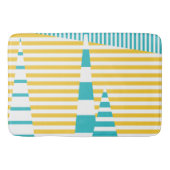 Strepen op Strepen - Turquoise en Geel Badmat (Voorkant)