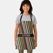 Strepen Oranje groen minimalepatroon Schort (Insitu)