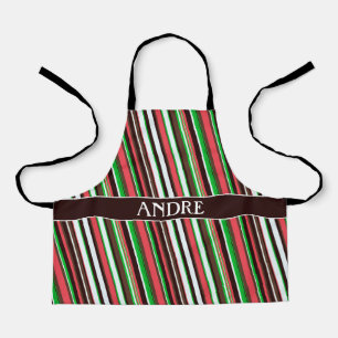 Strepen Oranje groen minimalepatroon Schort