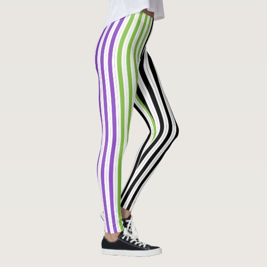 Strepen Paarse Groen Zwart Leggings (Rechts)