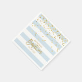 Strepen Pastel Blauw Goud JONGEN DOOP Servet (Hoek)