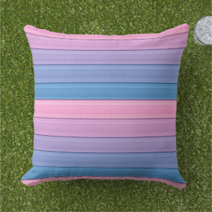 Strepen Pastel blauw kleurrijke moderne geometrisc Buitenkussen