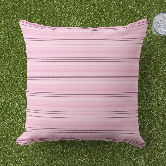 Strepen Pastel roze Peach modern geometrisch Buitenkussen (Gras)